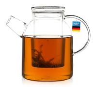 Théière soufflée à la bouche avec filtre à thé et passoire à thé Pichet avec filtre en verre de Dimono (1500 ml)