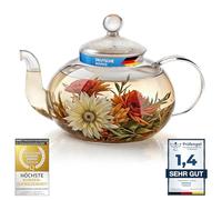 DIMONO® Théière en Verre 600 ml avec Filtre - Soufflée à la Bouche