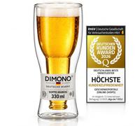 DIMONO® Verre à Bière Double Paroi 330 ml - Bouteille Flottante | Effet bouteille renversée upside-down - verre borosilicate soufflé à la bouche - lave-vaisselle