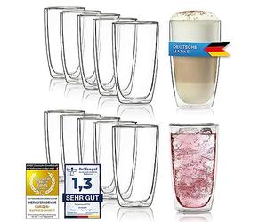 Dimono Verre à double paroi verre à eau 450ml verre à double paroi verres à long drink Latte Macchiato de (12 Pièce)