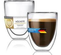 Dimono® Verre à eau à double paroi en verre borosilicaté, Verres à latte macchiato Longdrink & cocktail (2 pièces verre à espresso)