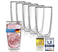 Dimono® Verre à eau à double paroi en verre borosilicaté, Verres à latte macchiato Longdrink & cocktail (6 pièce Verre à long drink)