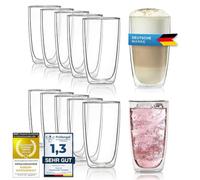 Dimono® Verres à Double Paroi 450 ml - Lot de 12, Borosilicate | Effet lévitation, soufflés à la bouche - compatibles lave-vaisselle, légers et résistants à la chaleur