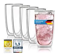 Dimono® Verres Double Paroi - Lot de 4 en Borosilicate, 450 ml