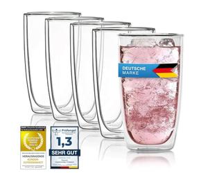 Dimono® Verres Double Paroi - Lot de 4 en Borosilicate, 450 ml