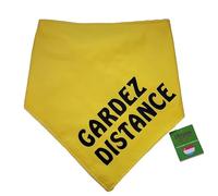Dimples Bandana pour chien - Gardez Distance - Foulard Jaune Avec Impression gardez VOS Distances - ne touchez pas le chien 30 cm