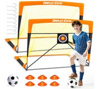 Dimples Excel But de Football Pop-Up Pliable | en Option avec Ballon, Pompe, Cônes | Ensemble de 1 ou 2 buts Portables en Trois Tailles | Idéal pour l’entraînement en Plein air des Enfants