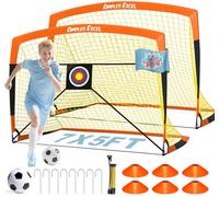 Dimples Excel Football Goal Pop up Football Net Post Football Training for Kids Garden Festival Gift 2 Pack (3'×2.2', Orange)