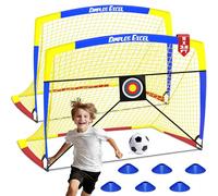 Dimples Excel Set de Buts de Football Pliables avec Cibles, Ballon, Pompe & Cônes - 5x3.6 FT RYB Pro