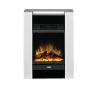 Dimplex Gisella Cheminée Électrique avec Cadre Blanc et Tablette en Verre - Cheminee Electrique Effet Flamme LED Optiflame - Soufflerie Chauffante 1,5 KW activable - Télécommande Incluse