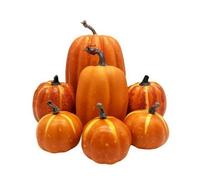 DimyFew 7 Pièces Citrouille Artificielle Peint à la Main Citrouille Décorative Rustique Décoration pour Halloween , Jaune , Ensemble De 7 Citrouilles Jaunes