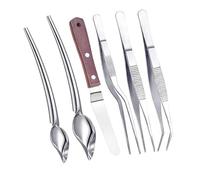 DimyFew 7 Pièces Ustensiles de Dressage Outils de Décoration Pinces Culinaires Cuillères pour Sauce et Racloir en Acier Inoxydable pour Un Stylisme Alimentai, 6 Pièces