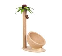 DimyFew Arbre à Griffoir Perchoir Niche Centre d'Activité Intérieur avec Poteau de Griffage Perchoir Rond Finition Bois Clair Suitable pour Décoration Maison Fenêtre Espace Détente