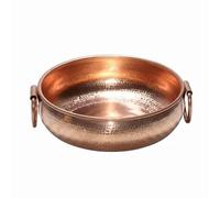 DimyFew Casserole Cuivre Texturé Forme peu Profonde Faitout Cuivre Texturé Résistant Chaleur Casserole, Cuivre Martelé Avec Poignées, Pot À Bouillon Clair, 28cm