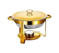 DimyFew Chafing Dish avec Couvercle 4,5 L, Chauffe-plats Rond pour Traiteur, Idéal pour Les Buffets de Fêtes, La Cuisine et Les Pique-niques En Famille, Or