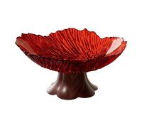 DimyFew Coupe à Fruits sur Pied, Plateau à Fruits avec Socle, Présentoir Décoratif, Support à Apéritifs, Matériau PET, Design, Rouge