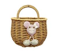 DimyFew Panier de Rangement Suspendu Tissé, Support pour Jardinière, Décoration en Imitation Rotin, Conteneur pour Magazines, Gingembre et Ail, Semicircle S Bear