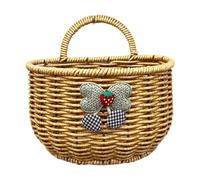 DimyFew Panier de Rangement Suspendu Tissé, Support pour Jardinière, Décoration en Imitation Rotin, Conteneur pour Magazines, Gingembre et Ail, Semicircle L