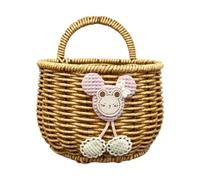 DimyFew Panier de Rangement Suspendu Tissé, Support pour Jardinière, Décoration en Imitation Rotin, Conteneur pour Magazines, Gingembre et Ail, Semicircle L Bear