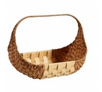 DimyFew Panier Présentation avec Poignée en Osier Naturel Panier avec Anse Rectangulaire pour Pique-Nique, 玉米叶间原木色胶, 大号