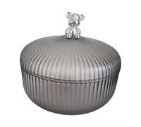 DimyFew Plateau à Desserts, Assiette à Fruits, Boîte à Biscuits avec Couvercle Anti-poussière En PP, Poignée Créative, Convient pour Les Biscuits, Gris