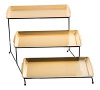 DimyFew Plateau à Fruits Organiseur Trois Niveaux Plateau à Légumes Plateau de Service Friandises En Acier Inoxydable Assemblage Simple Adapté Aux Réunions Dé, Support Noir