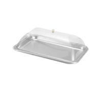 DimyFew Plateau à Gâteau Plateau de Service Plateau Rectangulaire avec Cloche en Acier Inoxydable Idéal pour Présenter Pâtisseries Fruits, 40x30x2cm