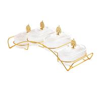 DimyFew Plateau de Fruits Secs Assiette à Snacks Plateau à Condiments Plateau à Salade avec Support En Matière PP et Fer avec Couvercle Pratique Adapté à La C, Clair