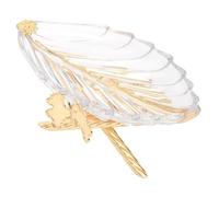 DimyFew Plateau de Service Doré Transparent En Forme de Feuille pour La Décoration Intérieure, Idéal pour Les Fêtes D'hôtel Ou de Réception.