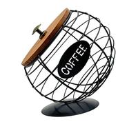 DimyFew Porte-capsules de Café, Récipient Décoratif de Comptoir de Cuisine avec Couvercle En Bois, Panier à Capsules de Café, Noir 12 Cm X 16.5 Cm