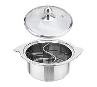 DimyFew Shabu Hot Pot Shabu Séparateur Intégré Casserole Double Faces pour Soupe Ustensile de Cuisine Acier Inoxydable Pot Chinois Double, avec Un Couvercle
