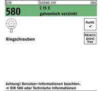 DIN 580 Anneau de levage VG M14 Acier électro-galvanisé 10 pces