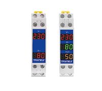 Din Rail 18 mm Voltage Current HZ Meter AC 80-500 V 110 V 220 V 380 V 100 A Modular Voltmeter Ammeter LED Indicator Digital Volt Testeur with CT (V+A)