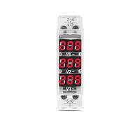Din Rail 18mm Voltage Meter AC 40-500V 220V 380V Single Three Phase Modular Voltmeter Indicator LED Digital Display Detector BIANMTSW(Transparent)