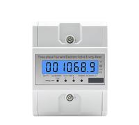 Din Rail 380V 3 Phase 4 Wire Meter Power Consumption Monitor kWh Meter Wattmeter 100A AC 50Hz 60Hz LCD Backlight MQXFCZUX(3x127V or 220V)