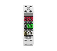 Din Rail 3in1 Single Phase ampere voltage frequency Meter Ac 0-99Hz 100A voltmeter Indicator LED Digital Display 110V 230V IDGTTLDF(Transparent)