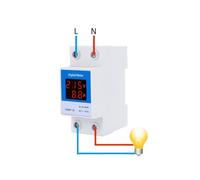 DIN Rail Led Digital Voltmeter Ammeter AC50-500V 220V 380V 1-63A 1-100A Panel Voltage Current Meter Volt Amp Tester Detector EKFBQBGW(Built CT(1-63A))