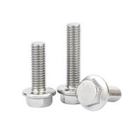 DIN6921 M4 M5 M6 M8 M10 M12 noir 304 acier inoxydable externe hexagonale bride boulon denté vis antidérapantes avec tampon(304 Stainless Steel,M8x50mm (5pcs))