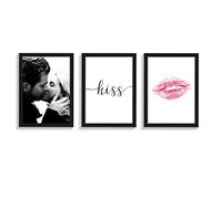 DinA Lot de 4 posters de qualité supérieure pour votre salon ou chambre à coucher sans cadre photo, bouche de baiser, impression murale de qualité supérieure pour appartements modernes (DinA 4)