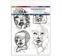 Dina Wakley Media Transparencies 8.5"X10.75" 6/Pkg-Abstract Portraits Set 2