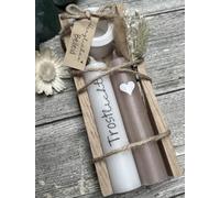 Dinala Cadeau de condoléances - Magnifique boîte en bois avec bougie - Cadeau d'argent réconfortant - Bougie de condoléances - funérailles - Souvenir de défunts - Lumière de rappel - Fleurs séchées
