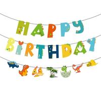 Dinausaure Banderole Happy Birthday Dinosaures Guirlande Joyeux Anniversaire Decoration Anniversaire Dinosaure pour Enfants Garçons Filles Dino Thème Fête