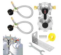 Dinchaakuarry Auto Changeover Propane Regulator - Adjustable Tank with 18 inch Hose Automatic 2-Stage Adapter Gauge for Travel House Grill Trailer