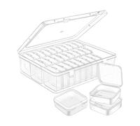 Dinchaakuarry Clear Bead Organizer Box 30 Grid Storage Case Rectangle Craft Container Set | Small Parts Kit Ideal DIY Accessory Bracelets Jewelry Clay Beads Buttons Sequins Earrings