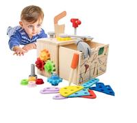Dinchaakuarry Ensemble d'outils en bois, ensemble d'outils en bois pour les tout-petits,Jouez comme vous - Jeu de rôle d'apprentissage Jouets éducatifs STEM Construction Jouet pour