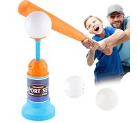 Dinchaakuarry Ensemble pour - Toddler Baseball teeteeteeSet avec Lanceur De Balles Automobiles Et 3 Grandes Balles, Jouet Sportif en Plein Air | Équipement D'entraînement Au Bâton Débutant pour Le