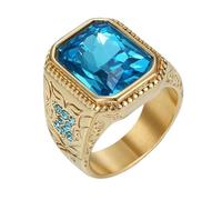 Dinchaakuarry Hiphop Rhinestone Mens Rings | Finger Rings,Size 7/8/9/10/11/12/13 Blue Rhinestone Hip Hop Rapper Costume Finger Jewelry for Wedding