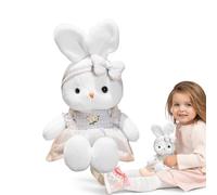 Dinchaakuarry Lapin en peluche lapin en peluche - 16 pouces Bunny Stuffy en jupe | Animaux en peluche réalistes, peluches de compagnie avec bandeaux pour anniversaire, Noël, Nouvel An