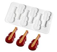 Dinchaakuarry Moule en Silicone Violon, Moule en Chocolat Violon - Moule en Silicone Violon Musical 6 Cavités - Musique Guitare Moule Gâteau Toppers Rock Cupcake Topper Pour Enfants Fête