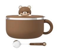 Dinchaakuarry Noodle Bowl | Stainless Steel Heat Insulation Spoon Included,Instant Maker Bowl,for Kitchen College Dorm Apartment Dining Room Students